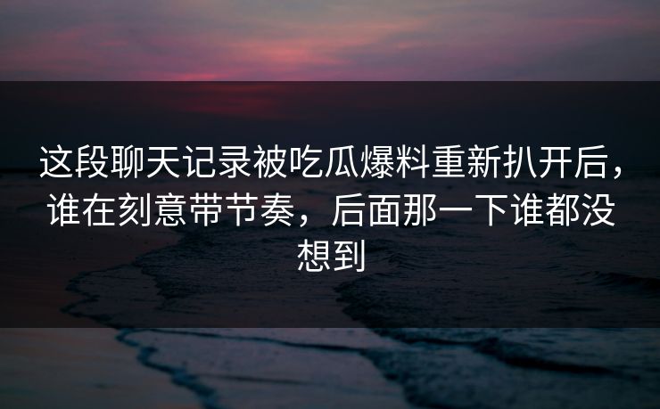 这段聊天记录被吃瓜爆料重新扒开后，谁在刻意带节奏，后面那一下谁都没想到
