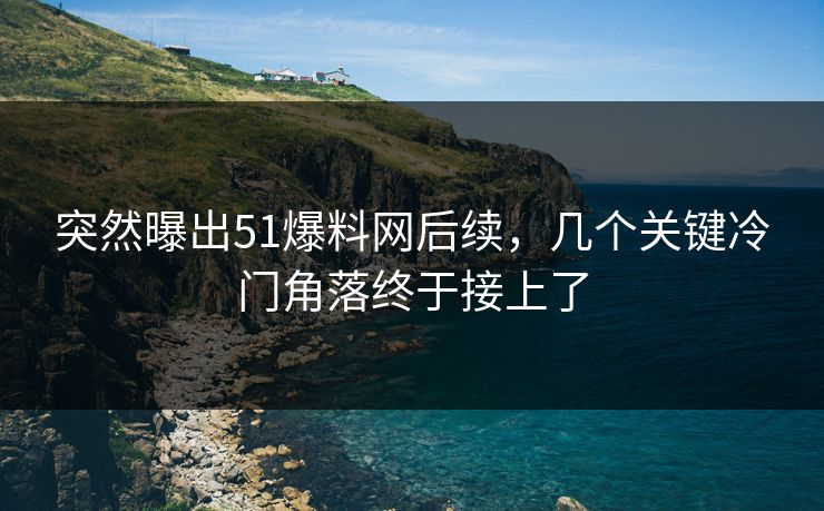 突然曝出51爆料网后续，几个关键冷门角落终于接上了