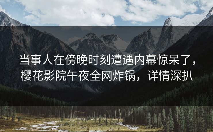 当事人在傍晚时刻遭遇内幕惊呆了，樱花影院午夜全网炸锅，详情深扒